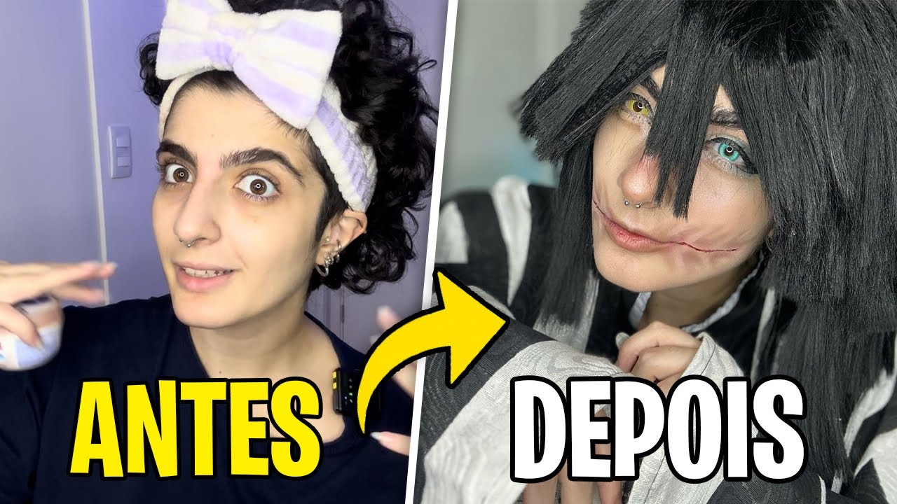 Fazendo a maquiagem do Obanai