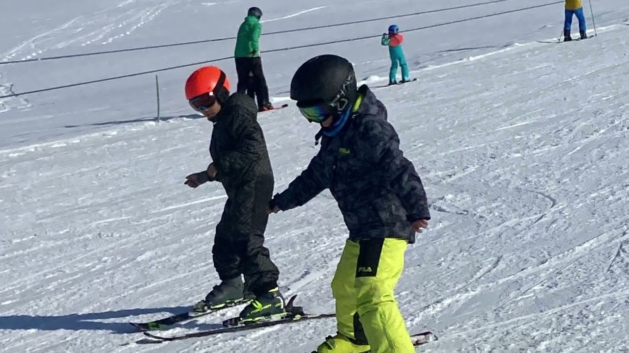 His first time skiing ⛷️ 
