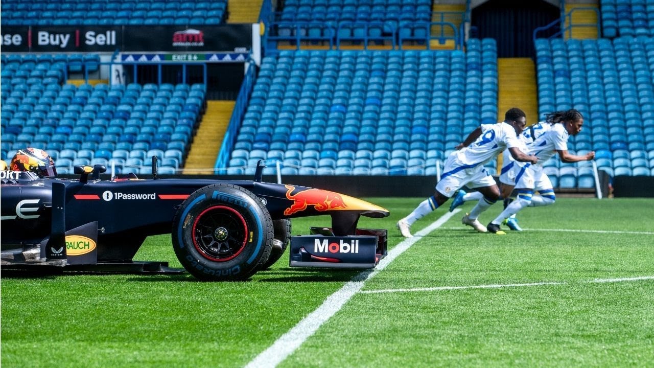 drag racing footballers in an f1 car