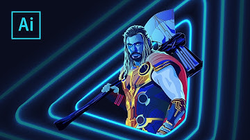 Thor in Neon Lights vector art | Adobe illustrator | Vector Art | Speed Art