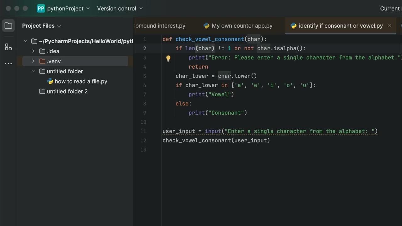 Identify if it is a vowel or consonant #python #coding #pythonlearning ...