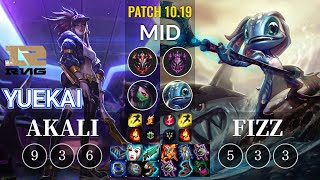 RNG yuekai Akali vs Fizz Mid - KR Patch 10.19