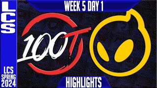 100 vs DIG Highlights | LCS Spring 2024 Week 5 Day 1 | 100 Thieves vs Dignitas