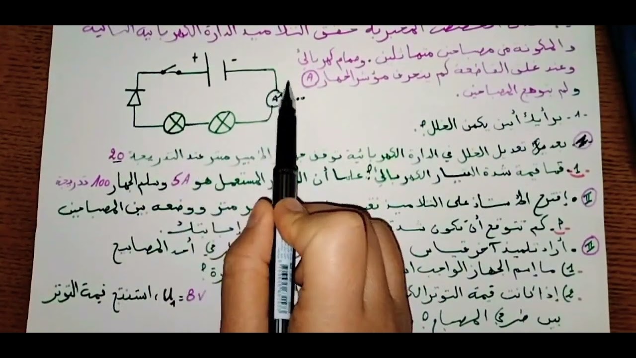 تمرين من فرض فيزياء للفصل2 للسنة3متوسط(الشدة والتوتر الكهربائيين)