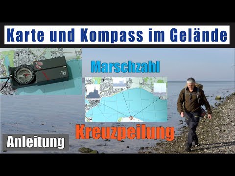 Karte und Kompass Kreuzpeilung Marschzahl Anleitung deutsch