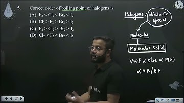 Correct order of boiling point of halogens is....