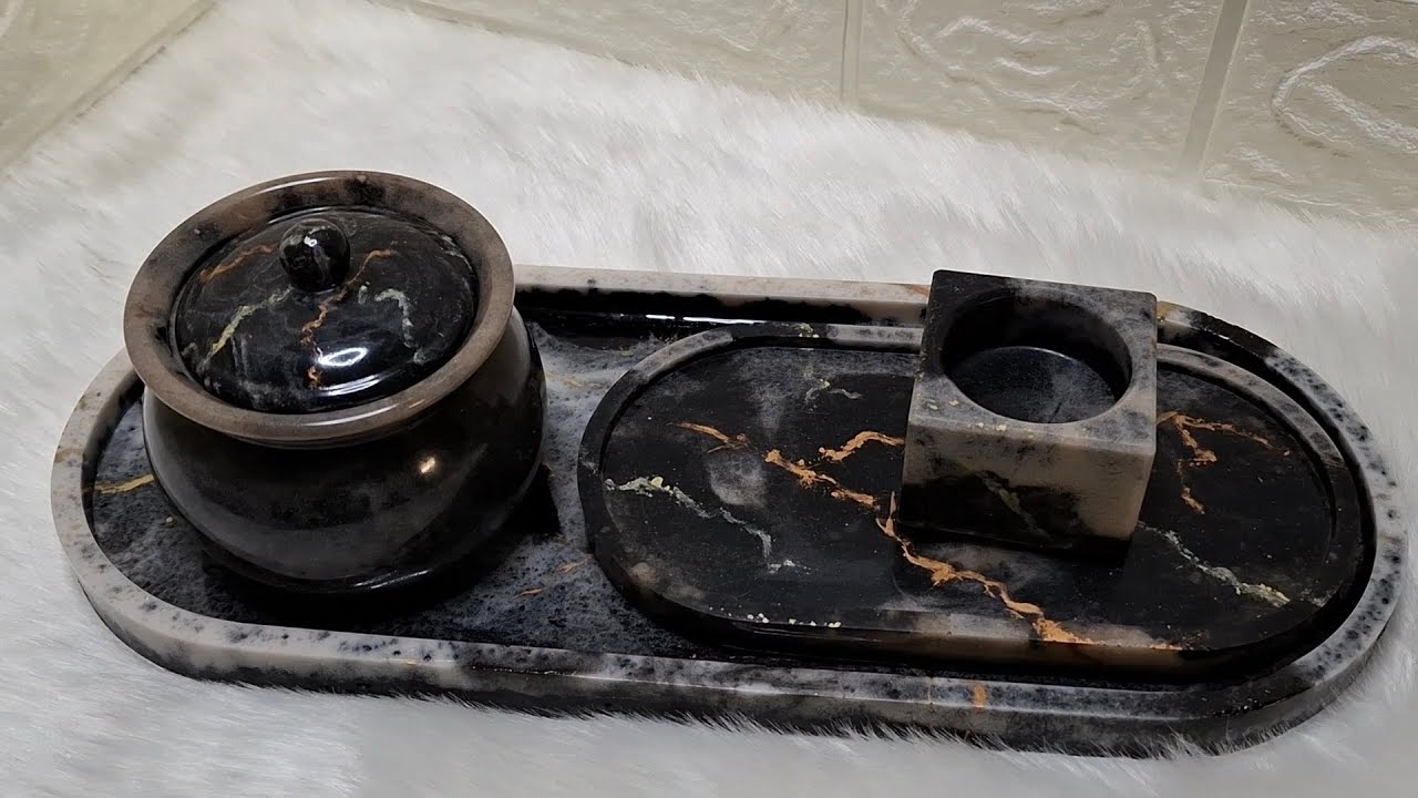 How to make marble from gypsum and resin-طريقة عمل المارمور من الجبس و الريزن