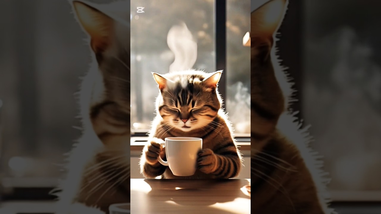 cute cat funny shorts video making tea and taking tea 