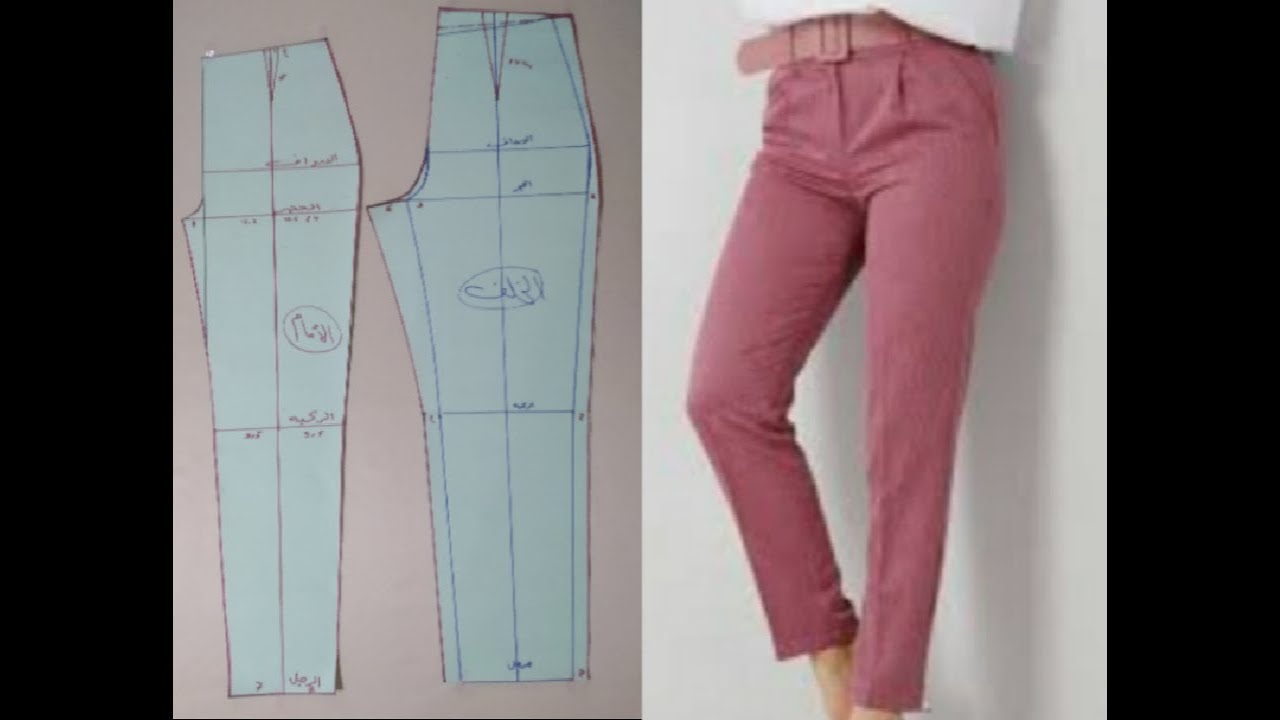 الباترون الاساسي للبنطلون الحريمي بكل سهوله.