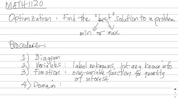 MATH 1120-Sec 4.7-Guidelines for Optimization Problems in Calculus (Part 1 of 2)