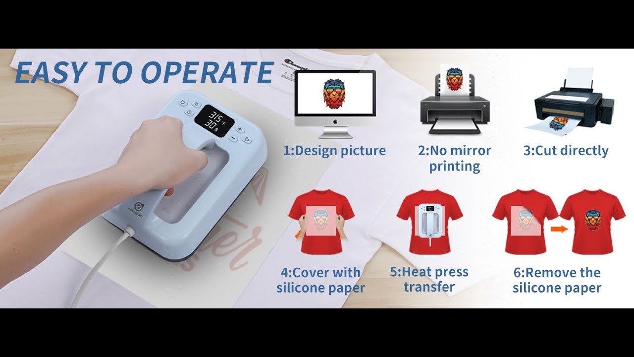 How to use OFFNOVA Mini Heat Press Machine / Easy Iron On Vinyl T-shirt