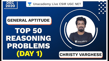 Top 50 Reasoning Problems - Day 1| General Aptitude | CSIR UGC NET 2020 | Christy | Unacademy Live