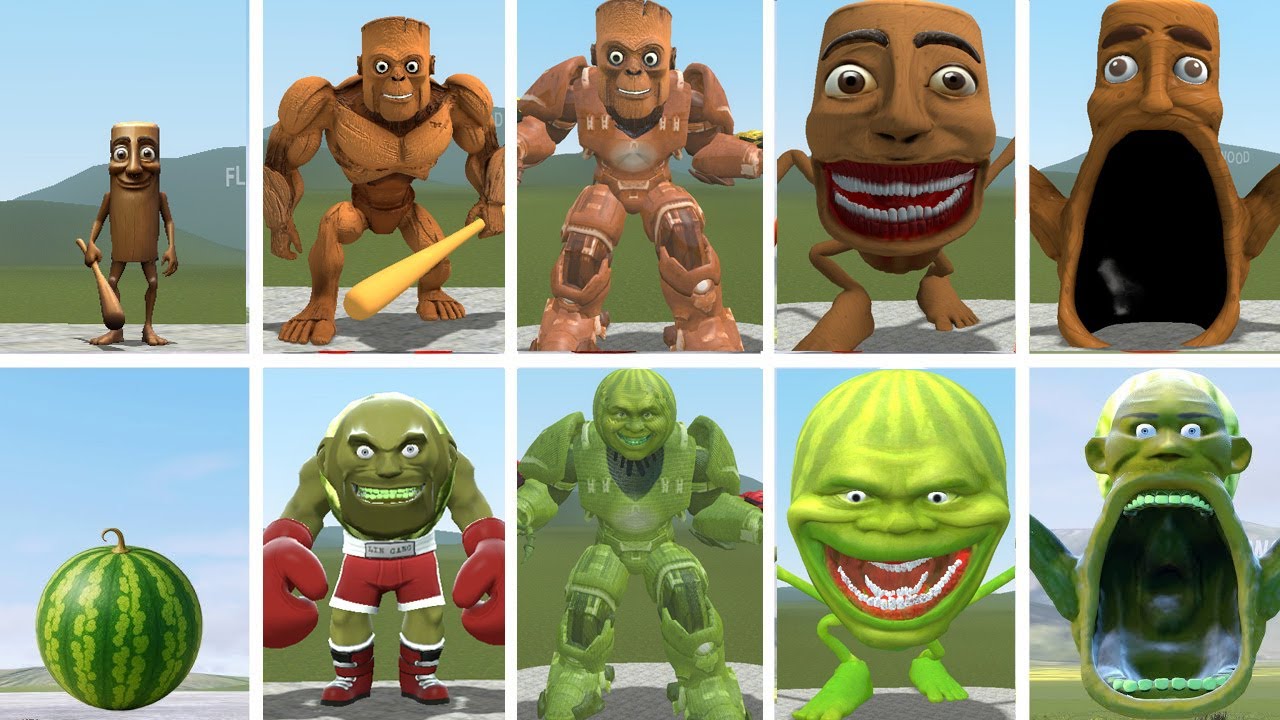 LINGANG MELON VS TUN TUNG TUNG SAHUR ALL VERSIONS EVOLUTION IN GARRY'S MOD