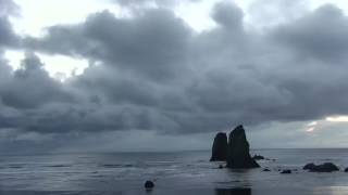 Night falls on Cannon Beach