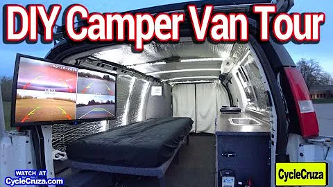 Ultimate DIY Budget Camper Van  - Stealth Van | Tiny Home Tour
