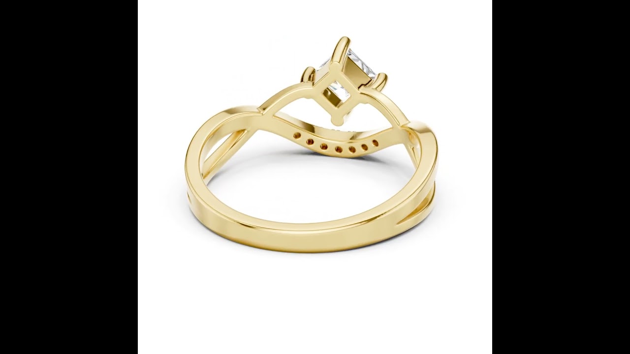 Princess Cut Diamond V Shape Crisscross Ring