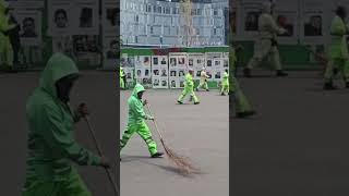 Cleaning Workers Participate in a Public Parade and Receive Ovations