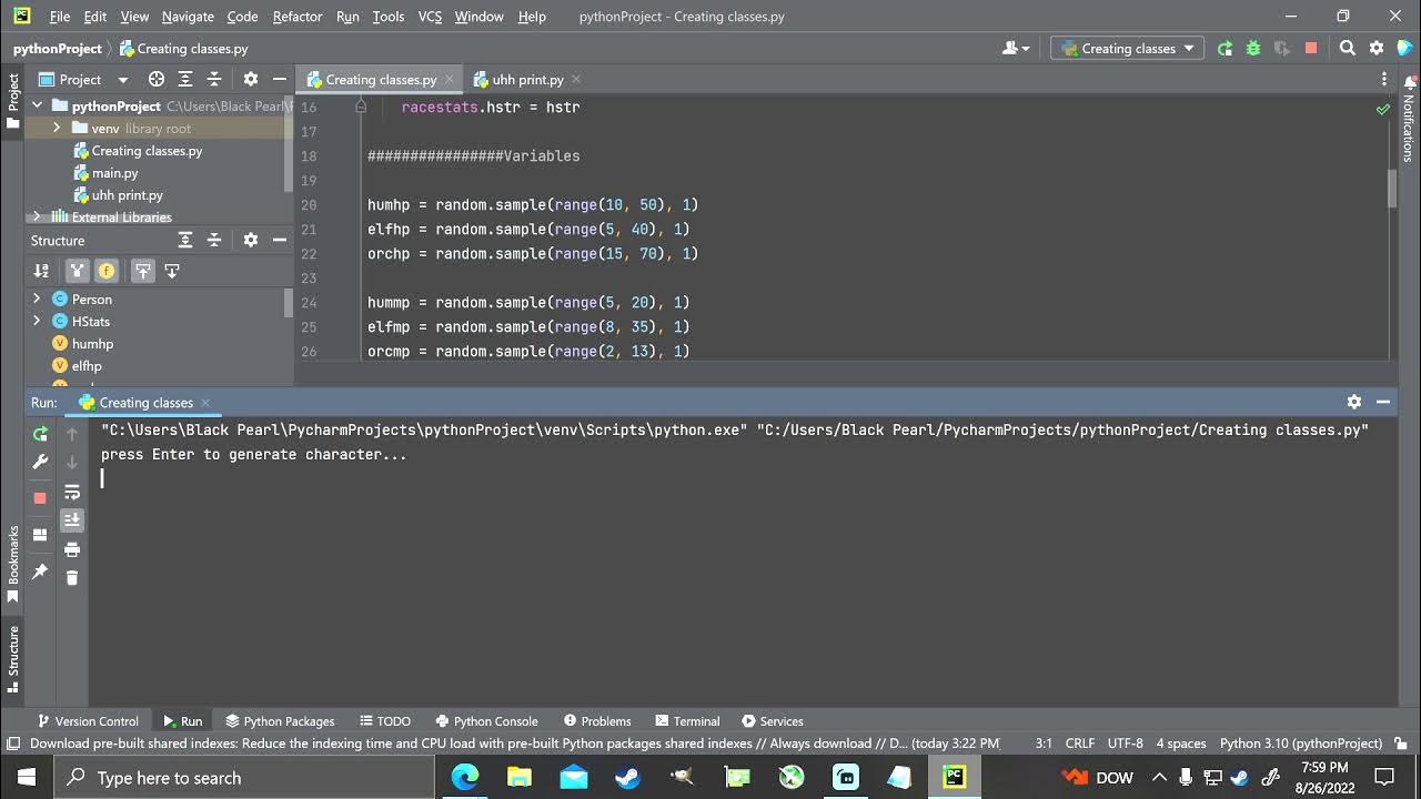 Python basic DnD character stat generator - YouTube