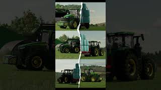 John Deere Tractor With A Red Rock Bale Trailer Loaded With Round Bale Silage