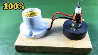 New Ideas Creative Free Energy Generator Self Running Using By Spark Plug With Magnet