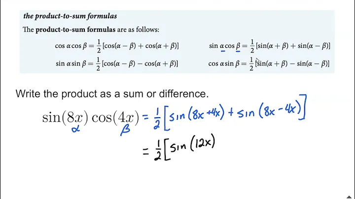 Product to sum or difference of trig functions precalculus