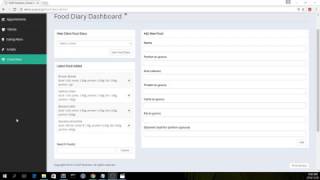 SUST - Nutritionist's dashboard food diary tab screenshot 2