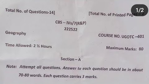 4th semester geography previous years question papers||jammu University||