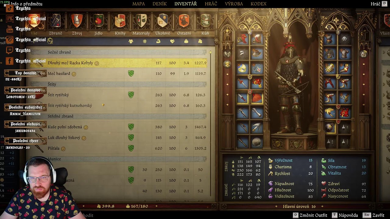 Kingdom Come: Deliverance II HARDCORE všechny negativní perky s Trychtou