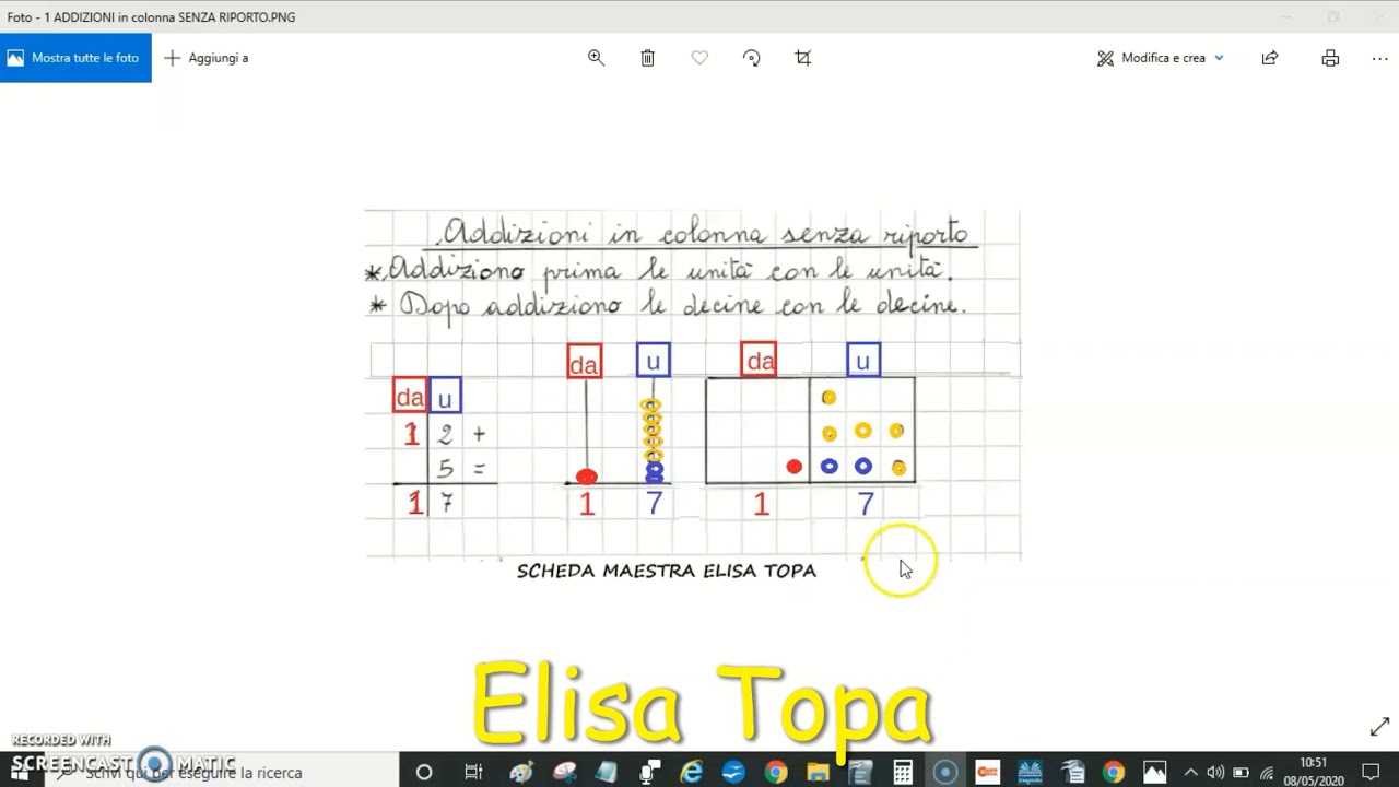 1 Addizione In Colonna Senza Riporto Youtube
