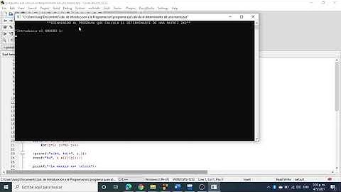 Programa que calcula el determinante de una matriz 2x2  (Unidad IV)