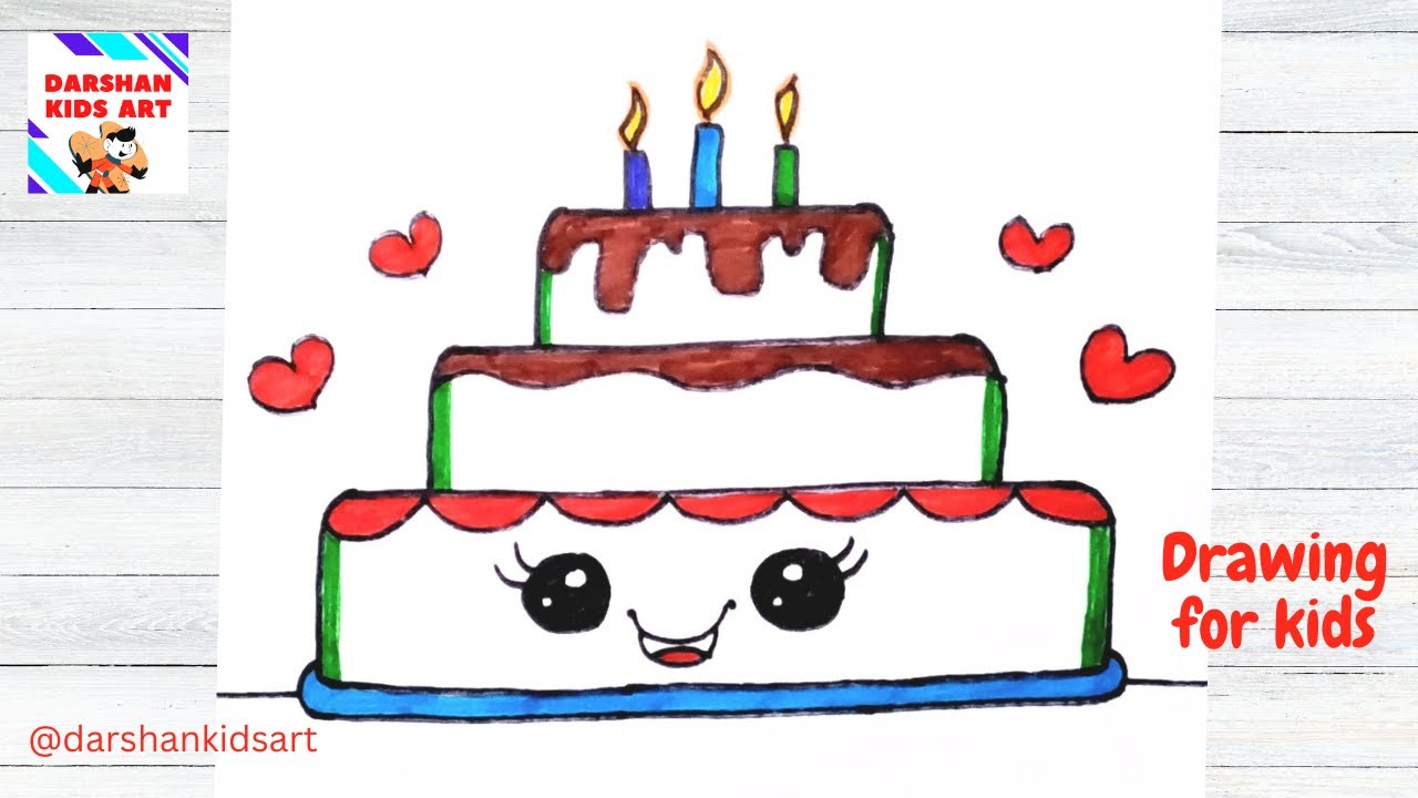 🌈 HOW TO DRAW A BIRTHDAY CAKE STEP BY STEP 🎂 - YouTube