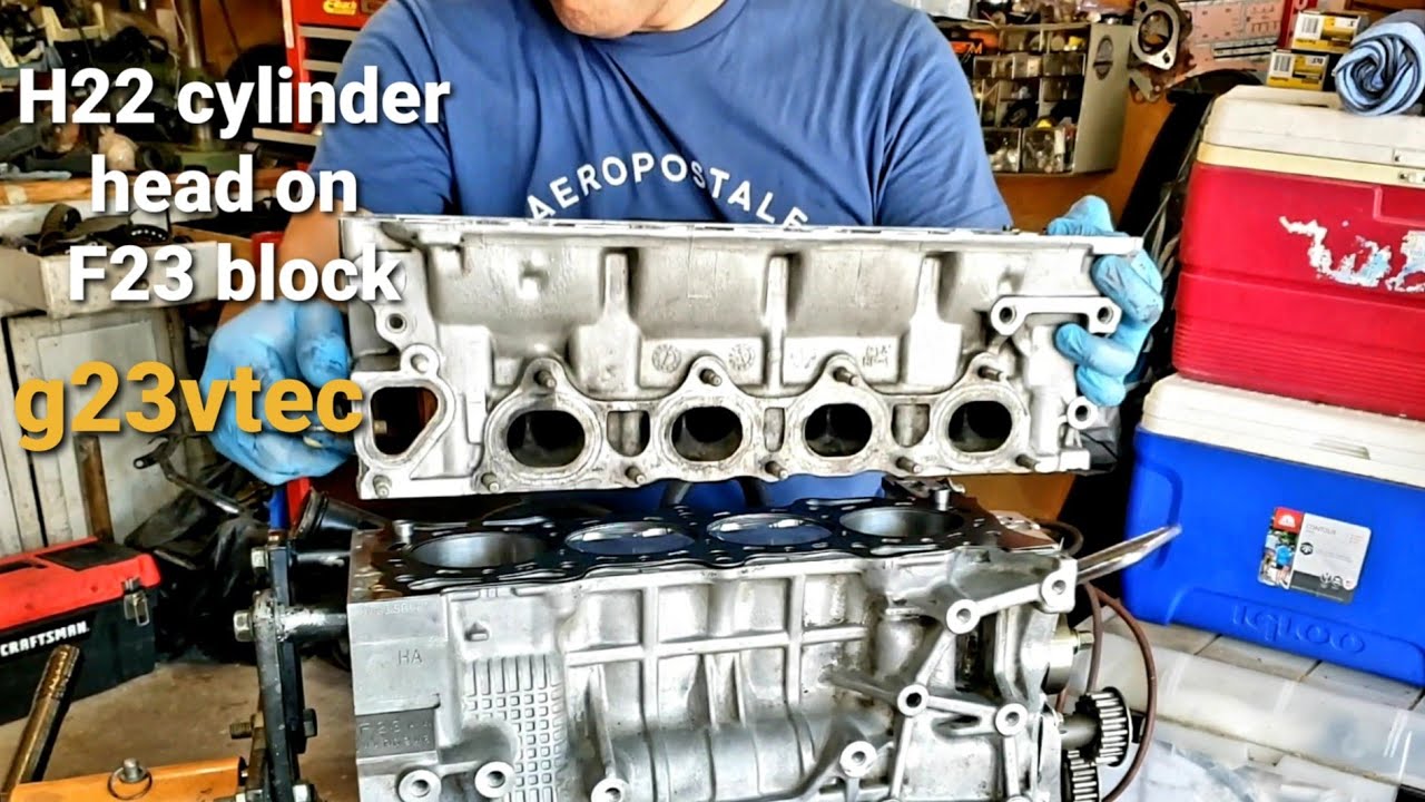 H22 cylinder head on F23 block. G23vtec episode 14 YouTube