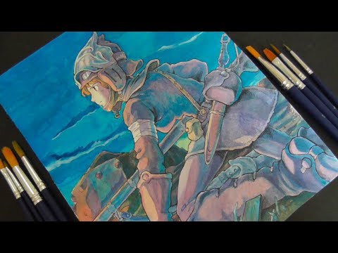 Drawing Nausicaa 風の谷のナウシカ アナログ絵水彩イラストメイキング３ Youtube