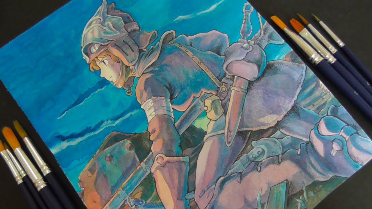 Drawing Nausicaa 風の谷のナウシカ アナログ絵水彩イラストメイキング３ Youtube