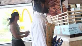 Homeless man sings for a Big Mac inside McDonalds