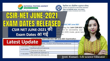 CSIR NET JUNE  2021 Exam Dates Released (Latest update)