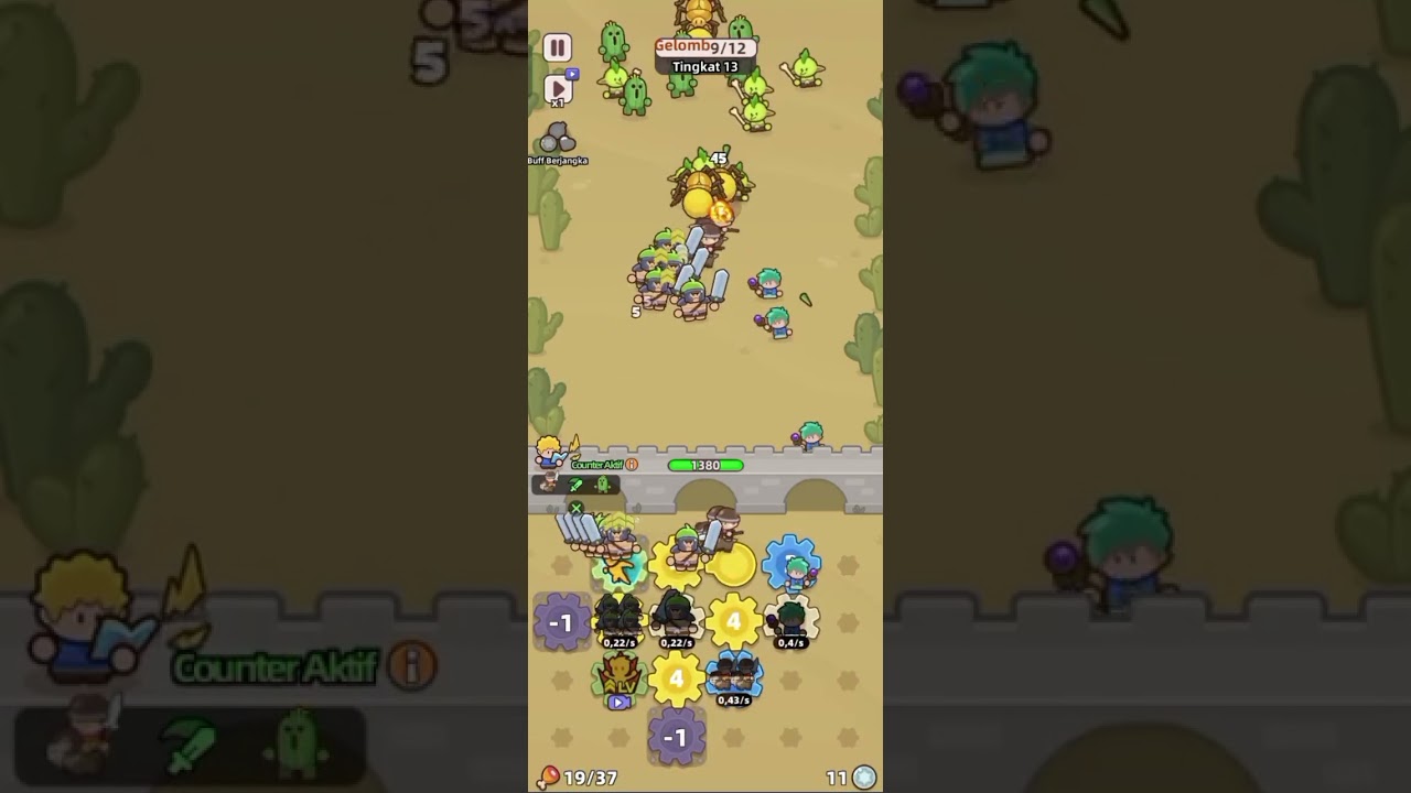 Level 13, markas musuh hancur lebur, Hero turun gunung semua di game Gear Defender 