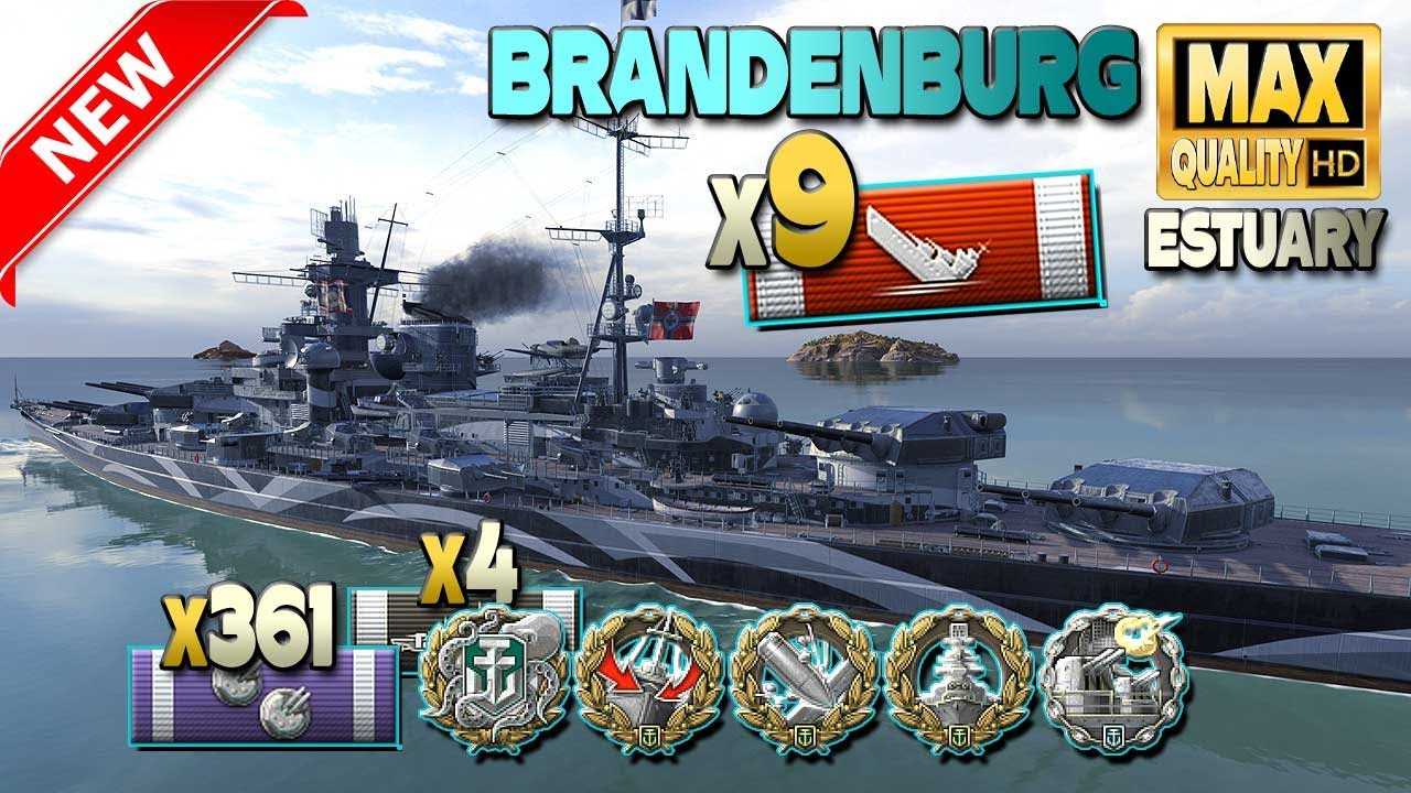 Линкор Бранденбург: уничтожено 9 кораблей - World of Warships