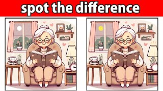 [Find the Differences] Find 3 mistakes in the illustration of a grandma reading a book