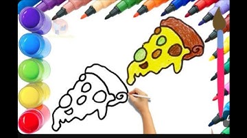 How to Draw and Color Pizza Slice 🍕 | Easy Drawing for Kids | Schritt für Schritt