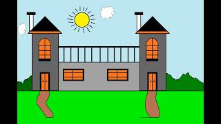 House drawing in MS Paint | How to draw an easy house | MS Paint house drawing | computer drawing