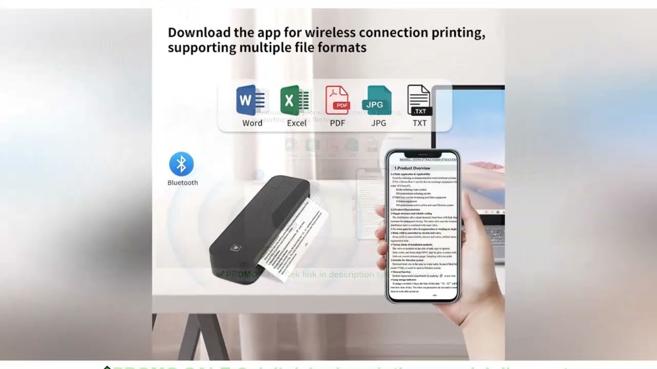 Inkless Portable A4 Thermal Printer Bluetooth PDF Excel Word Document Printing Machine Paper Roll Fo