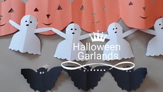 Halloween crafts easy DIY  l Halloween Pumpkin garlands l Paper bat