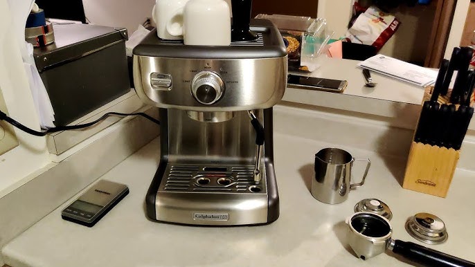 Calphalon Espresso Machine with Coffee Grinder, Tamper, Milk Frothing  Pitcher, and Steam Wand, Temp iQ 15 Bar Pump, Stainless Steel