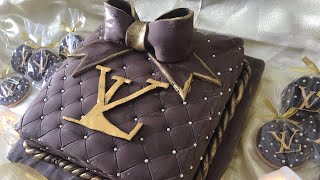 طريقة تحضير طورطة بعجينة السكر على شكل ماركة لويس فيطون tarta de fondan Luis vuitton