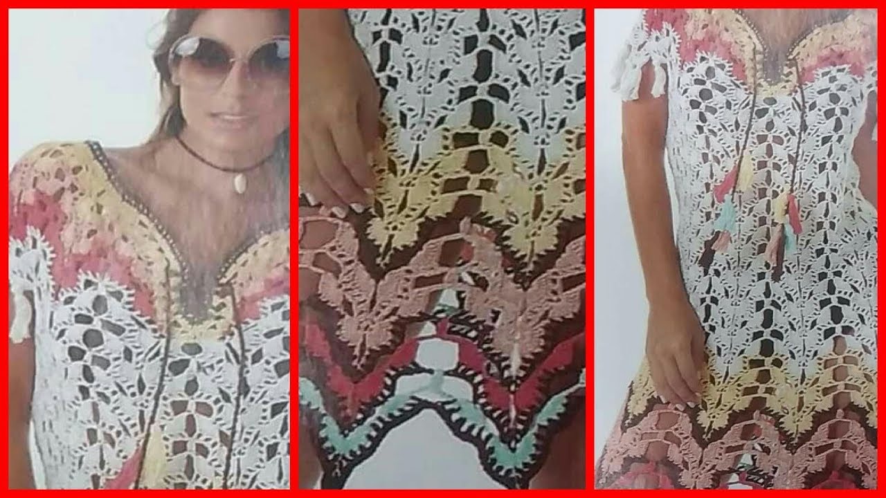 saida de praia de croche com grafico passo a passo