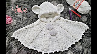 كروشيه بونشو/شال/شنر مع ايس كاب(ليلى والذئب)لاي مقاس بغرزة الضفيرة  crochet poncho shawl