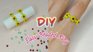 Easy Beaded Flower Ring | Cin DIY