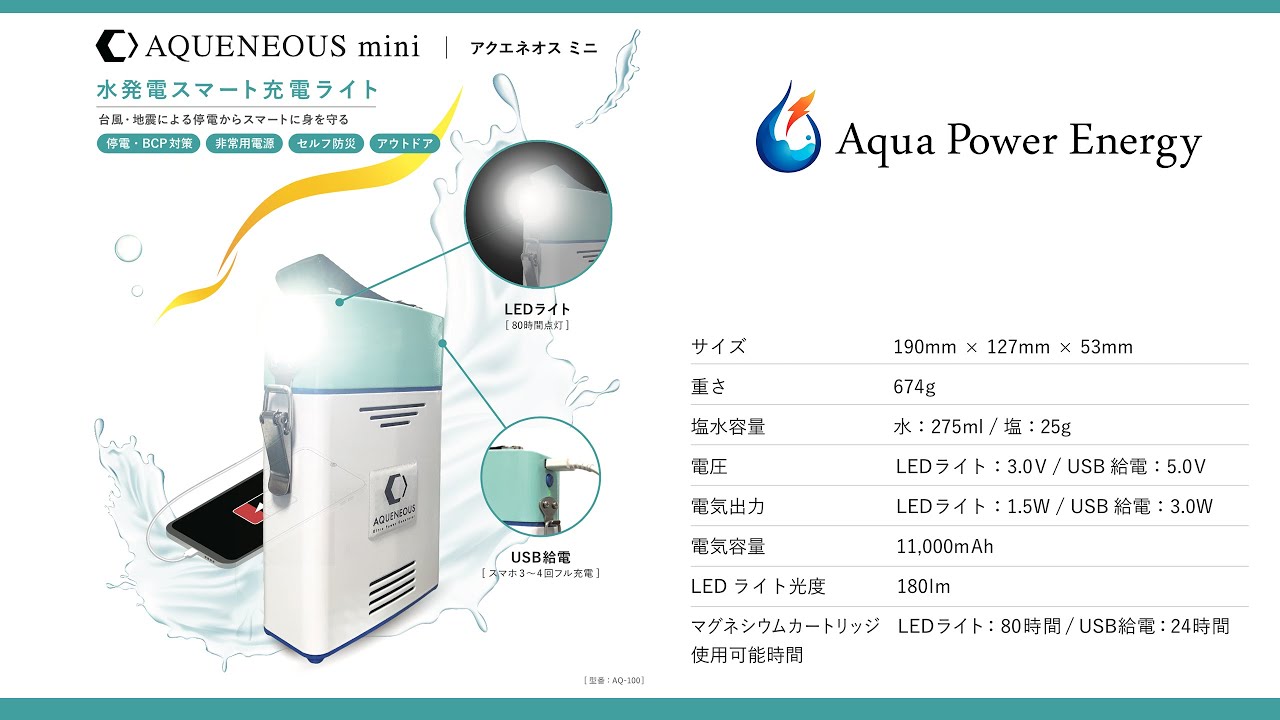 製品情報_アクエネオスミニ | アクエネオス