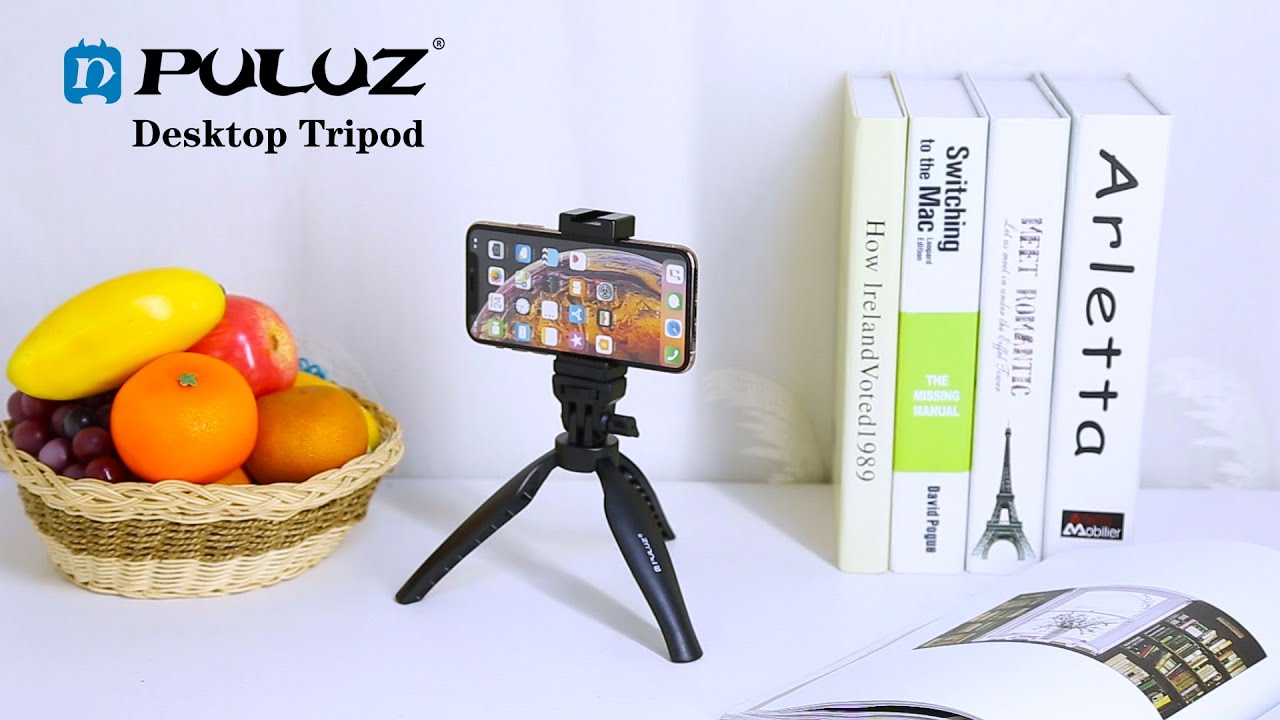 PULUZ Mini trípode para teléfono, soporte de trípode de plástico para  escritorio con abrazadera para teléfono y cabezal de trípode de ajuste para